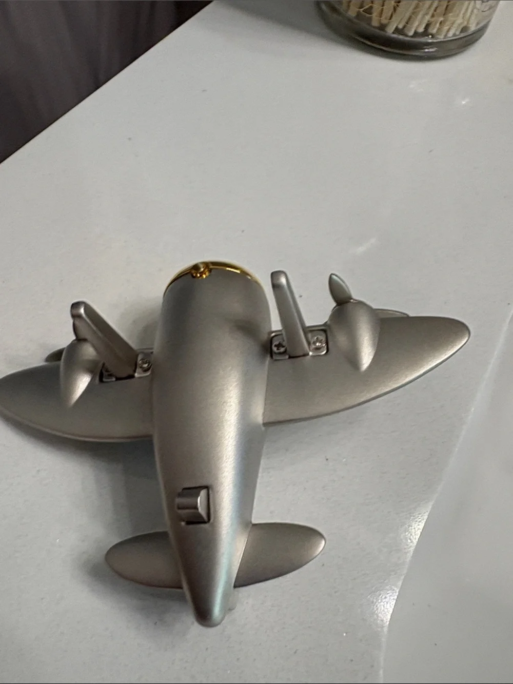 Silver Airplane Desk Clock - Accent Wall Decor